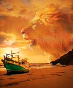 Lion in Beach Sky paint by numbers