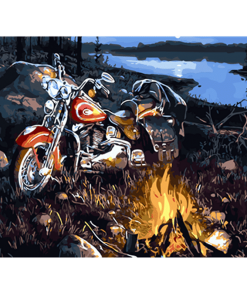 Motorcycle In Forest paint by numbers