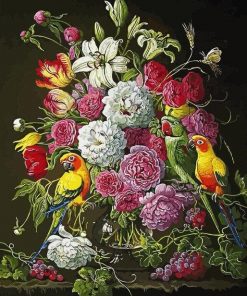Parrot in Roses paint by numbers