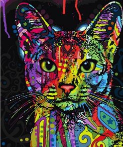 Colorful Cat Abstract Modern Wall Art Picture - DIY Paint By Numbers - Numeral Paint