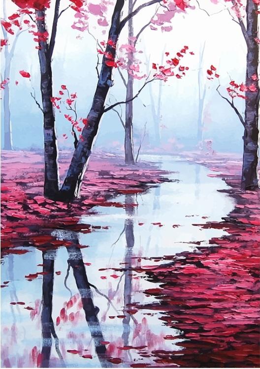 The Foggy Forest Paint By Numbers - PBN Canvas