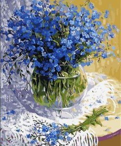 Blue Flowers - DIY Paint By Numbers - Numeral Paint