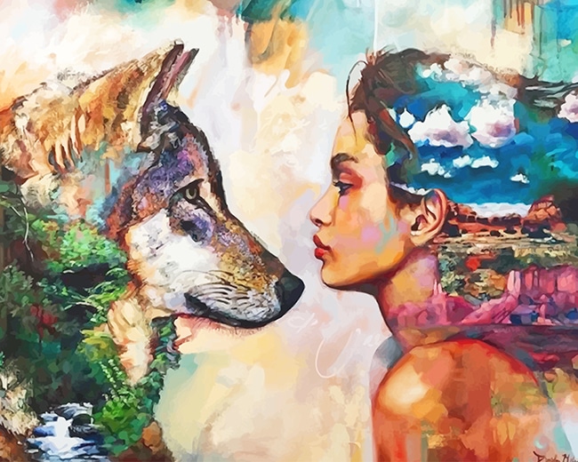 Wolf Woman NEW Paint By Numbers - PBN Canvas
