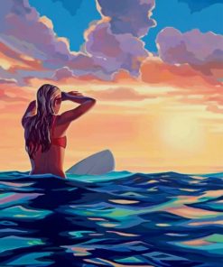Blondy Surfer Girl paint by numbers Paint by numbers
