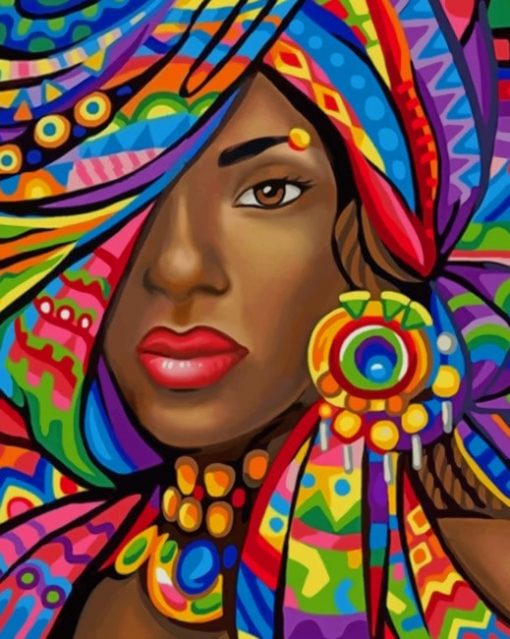 Colorful African Woman Paint by numbers