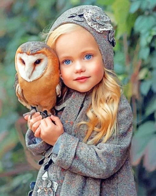 Girl With An Owl paint by numbers