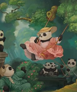 Happy Panda Family Paint by numbers