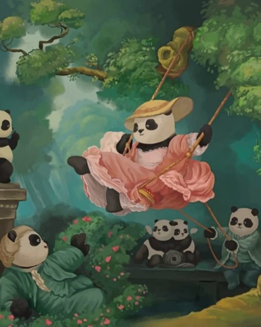 Happy Panda Family Paint by numbers