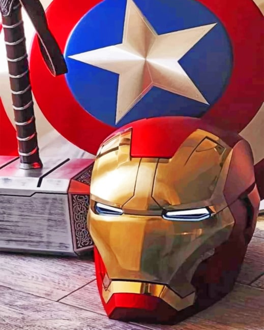 Peinture sur toile Marvel Avengers, Captain America, Iron Man