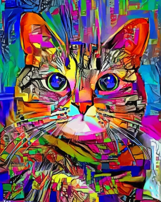 Colorful Abstract Cat Animals Paint By Numbers - PBN Canvas
