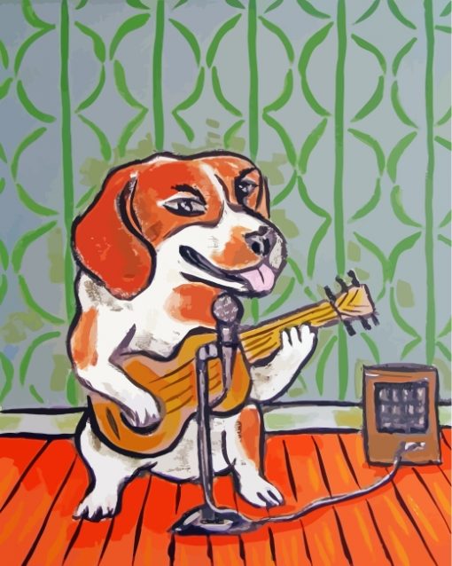 Beagle Playing Guitar Paint by numbers