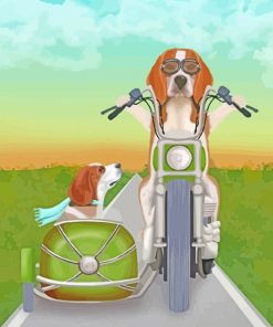 Beagles On Motorcycle paint by numbers