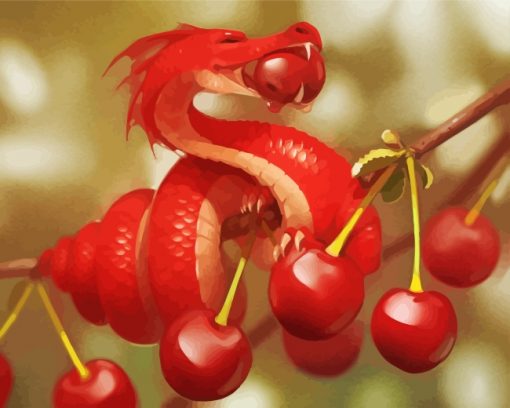 Dragon Eating Cherries paint by numbers