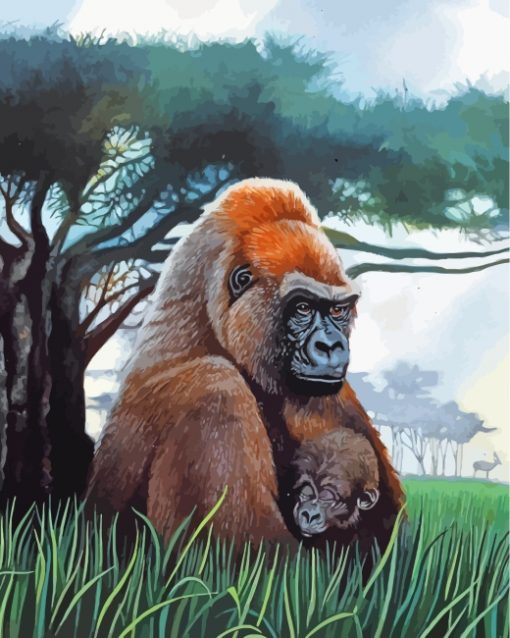 Gorilla In Forest paint by numbers