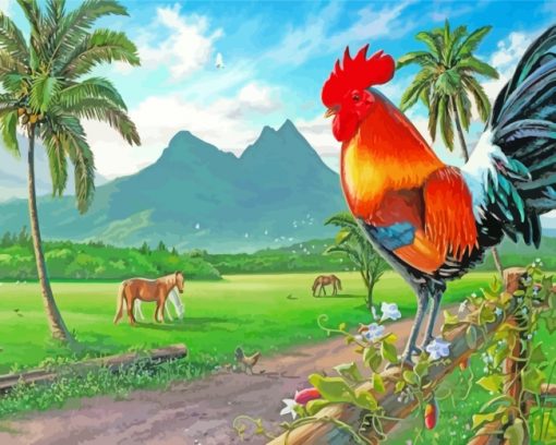 Rooster Bird In Farm paint by numbers