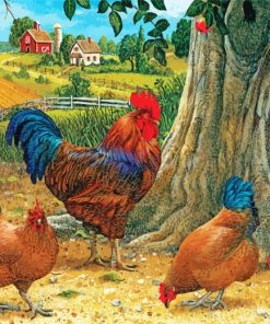 Roosters And Hens paint by numbers