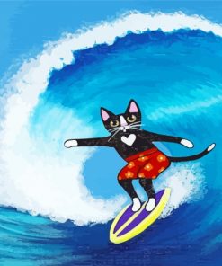 Surfer Cat Paint by numbers