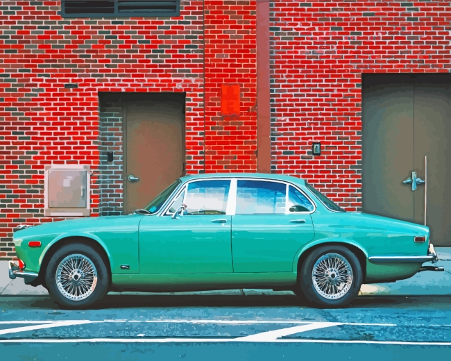 Vintage Green Jaguar paint by numbers