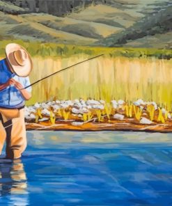 Western Man Fishing paint by numbers