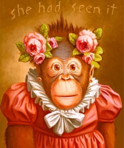 Monkey With Floral Crown paint by numbers