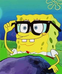 SpongeBob With Glasses paint by numbers