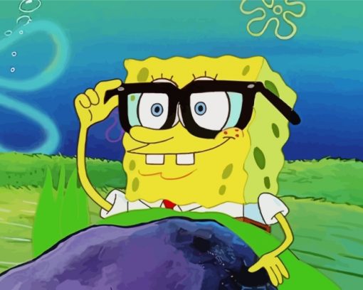 SpongeBob With Glasses paint by numbers