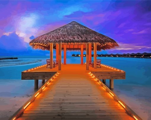 Aesthetic Maldives Ocean paint by numbers