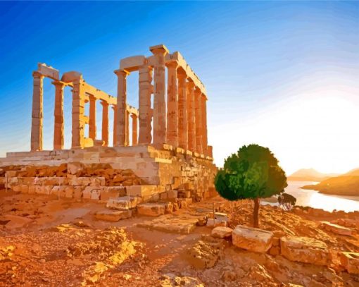 Archaeologicial Site Of Sounion Greece paint by numbers