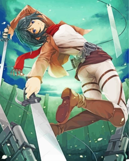 Attack Of Titan Mikasa Ackeraman paint by numbers