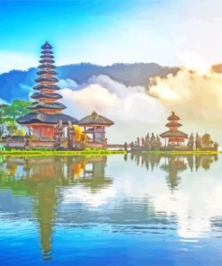 Bali Ulun Danu Temple Monument paint by numbers