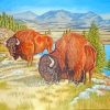 Aesthetic Bison Grazing paint by numbers
