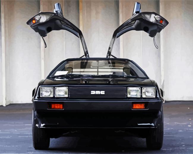 Black Delorean Car paint by numbers