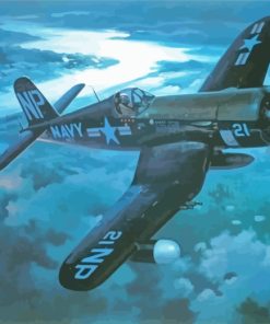 Black Navy Fighter paint by number