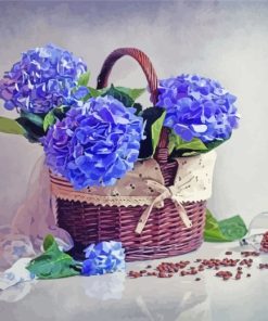 Blue Hydrangea In Basket paint by numbers