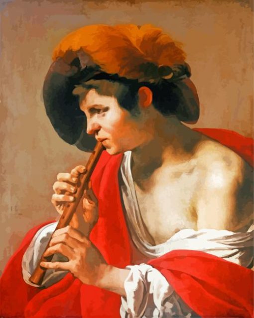 Boy Playing A Recorder paint by numbers