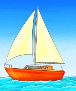 Cartoon Sailboat paint by numbers