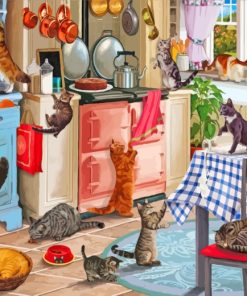 Cats In Kitchen paint by numbers