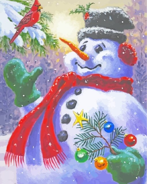Christmas Snowman Art Paint by numbers