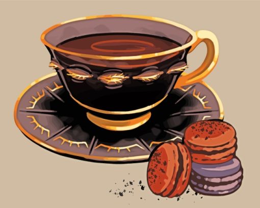 Coffee Cup And Macarons paint by numbers