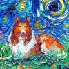 Collie Dog Starry Night paint by numbers