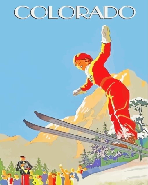 Colorado Ski Poster paint by numbers
