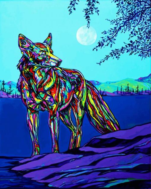 Colourful Coyote paint by numbers