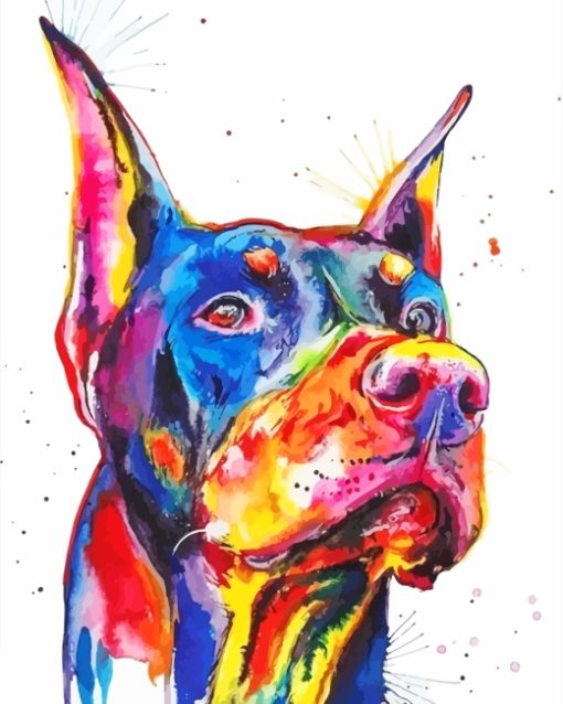 Colorfull Doberman Head paint by numbers