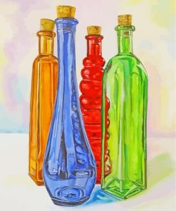 Colorful Vintage Glass Bottles paint by numbers