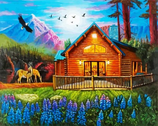 Cozy Wooden Cabin paint by numbers