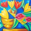 Cubism Flowers Art paint by numbers