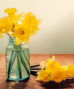 Daffodil In Glass Jar paint by number