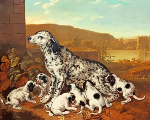 Dalmatian Dog With Puppies Paint by numbers
