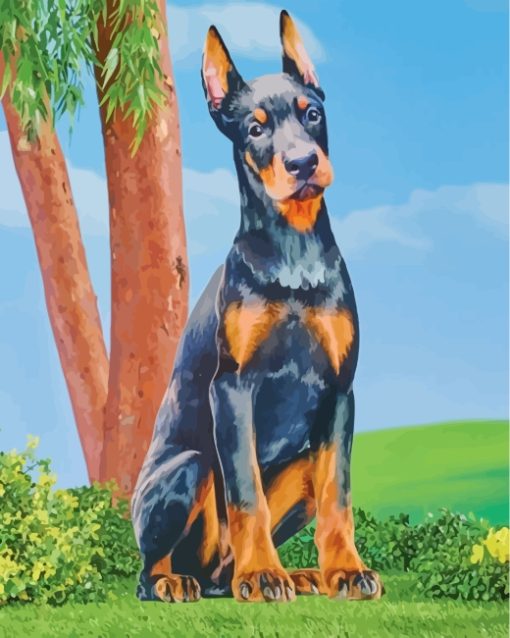 Doberman Dog Art paint by numbers