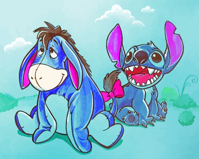 Eeyore And Stitch Paint By Numbers - PBN Canvas